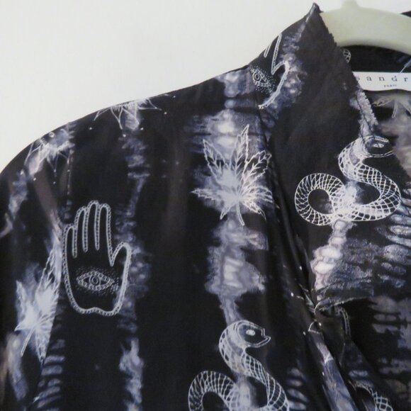 SANDRO Protect 100% Silk Tarot Astrology Zodiac Celestial Shirt Dress Size US 6 - Picture 4 of 15